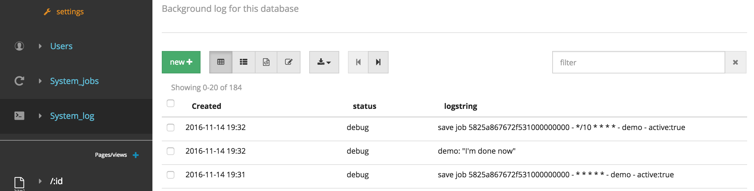 system log