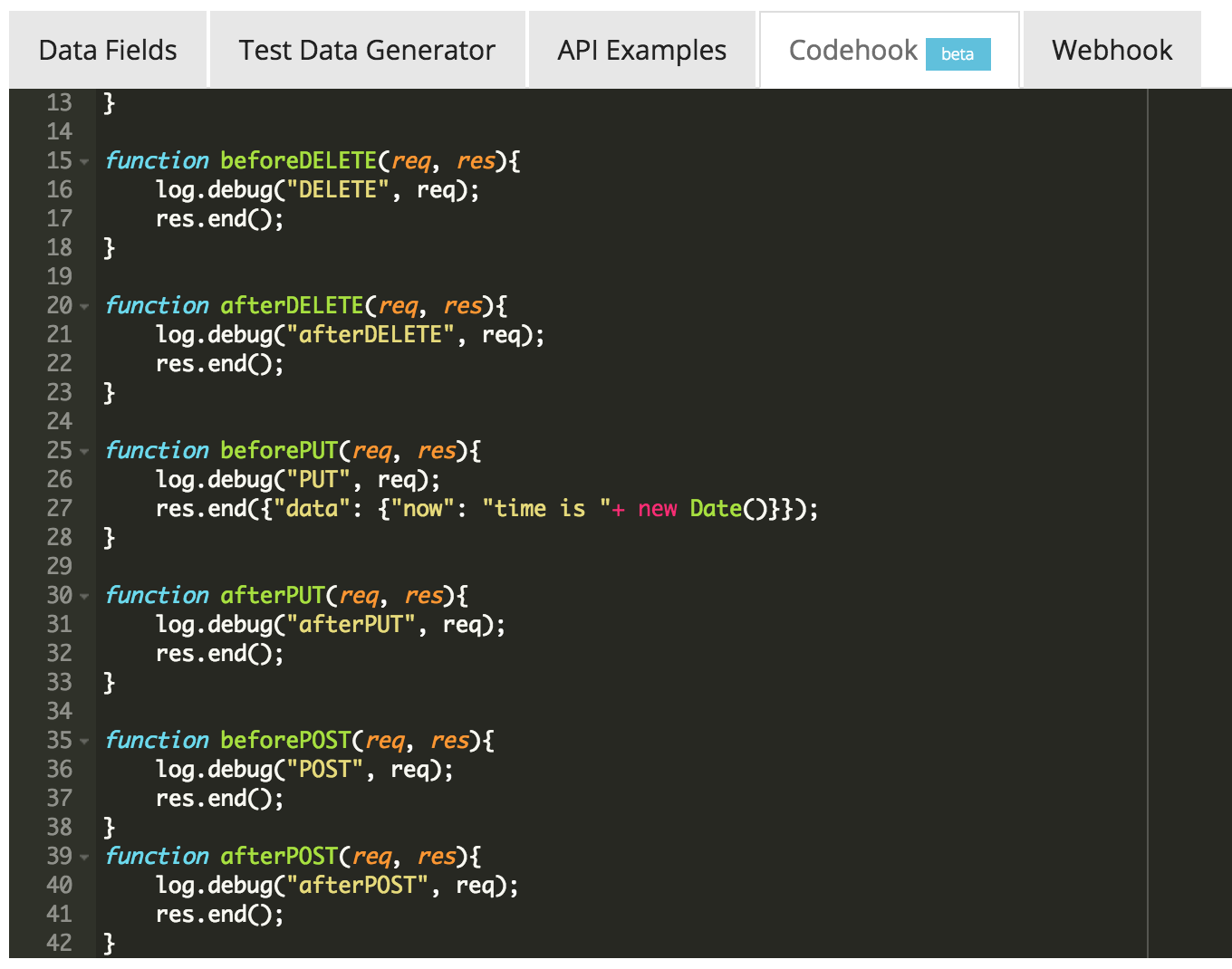 example codehooks