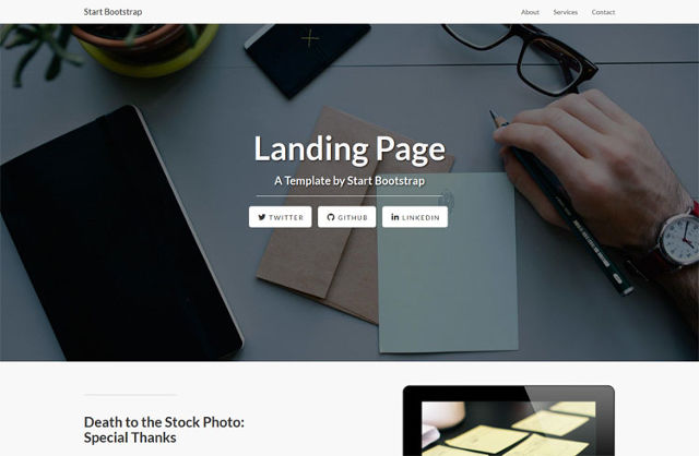 Bootstrap based landing page with dynamic content