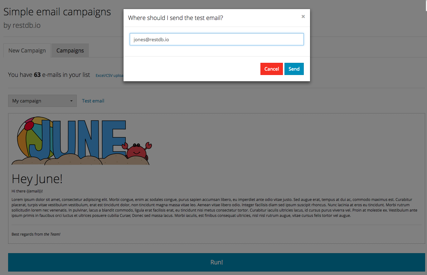 Database template email marketing campaigns
