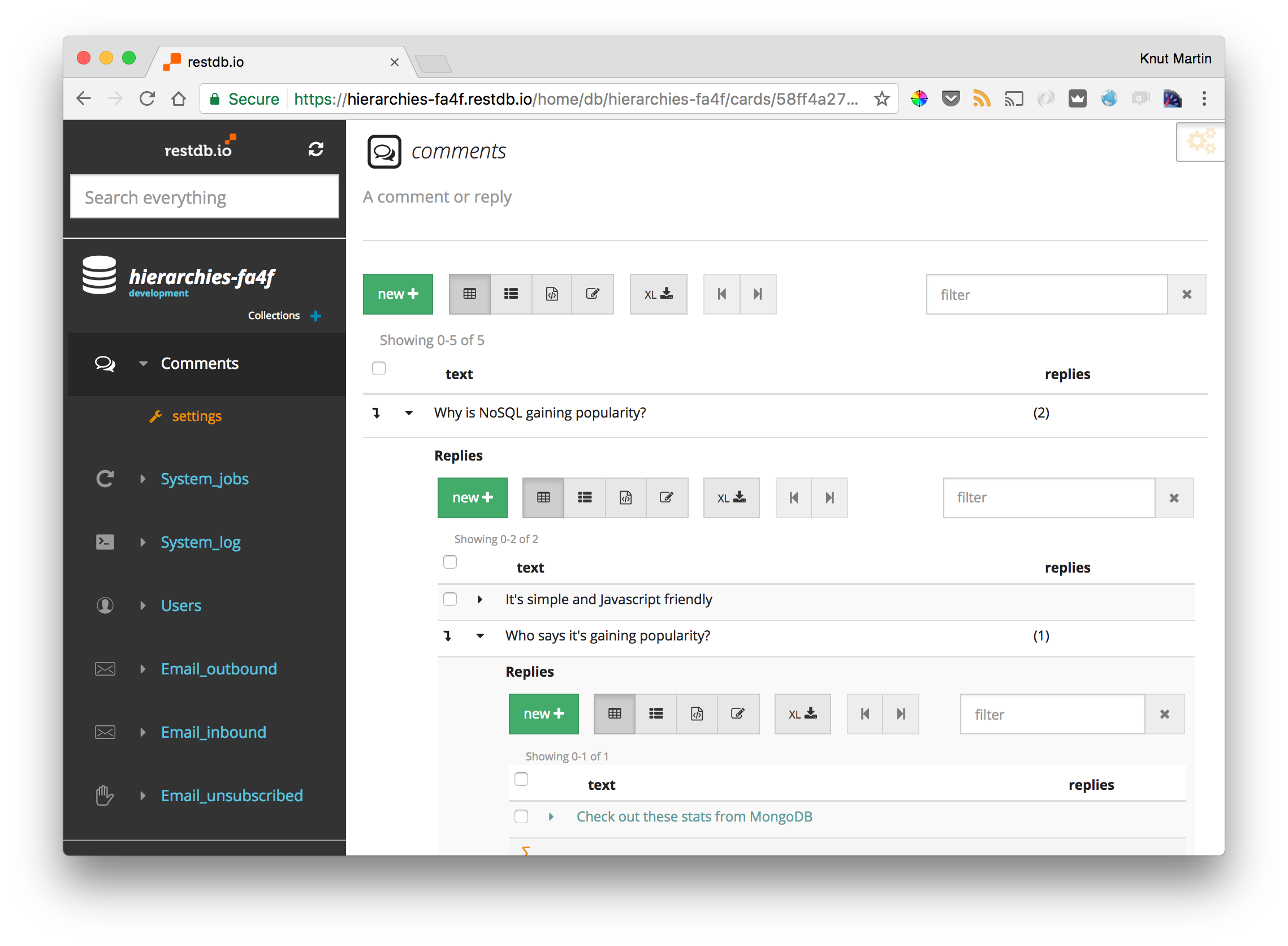 Navigating hierarchy in the backend UI