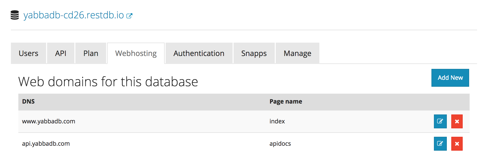 restdb.io Settings