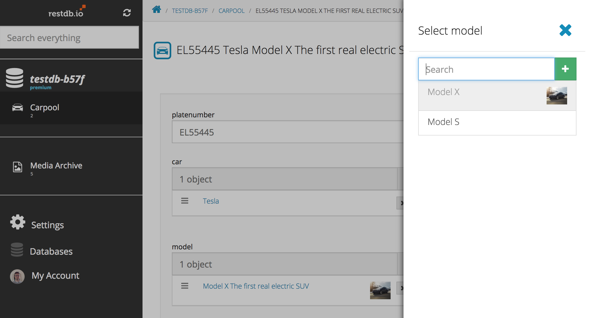 car make model filter with lookup select