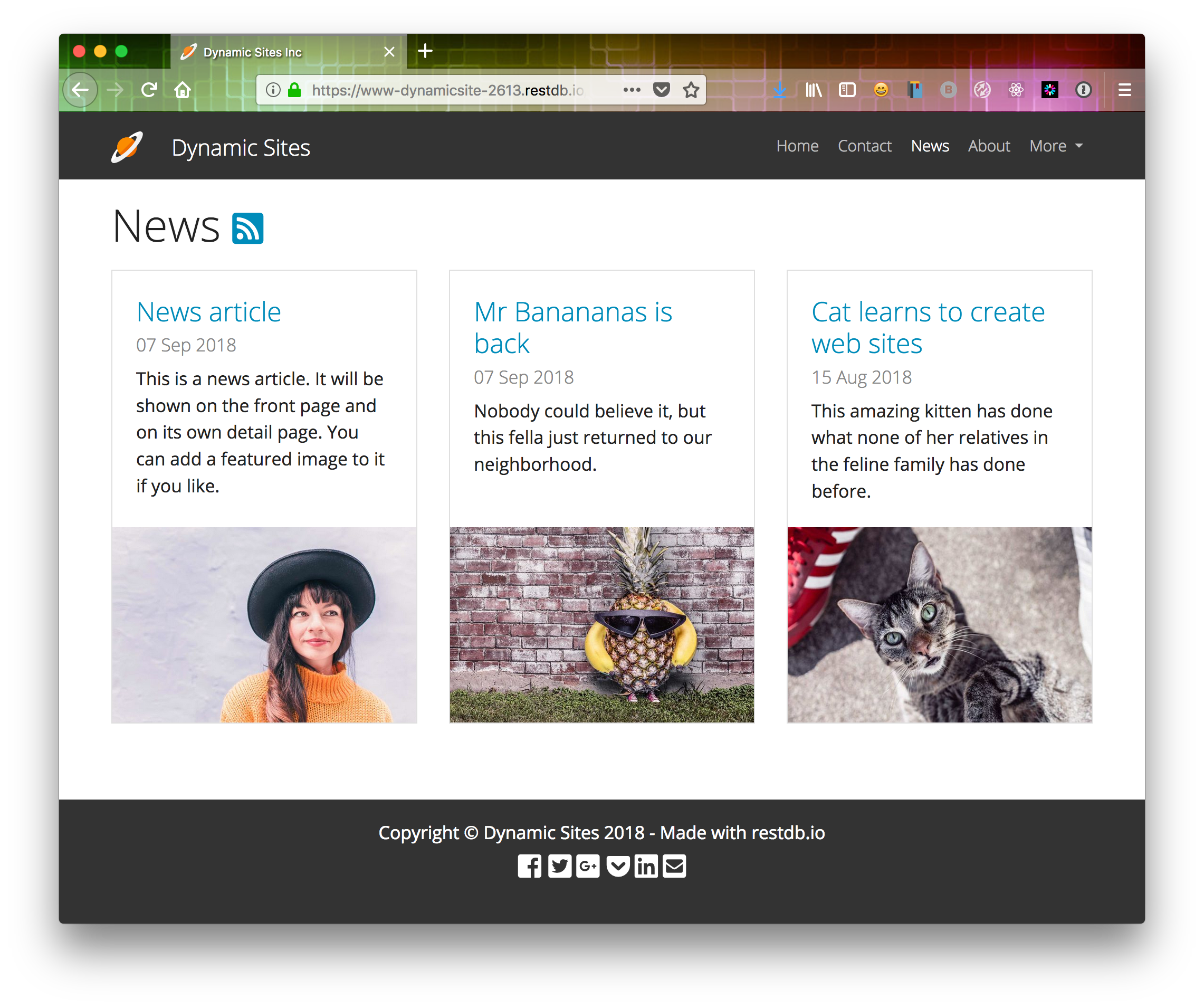 Dynamic Site newsfeed