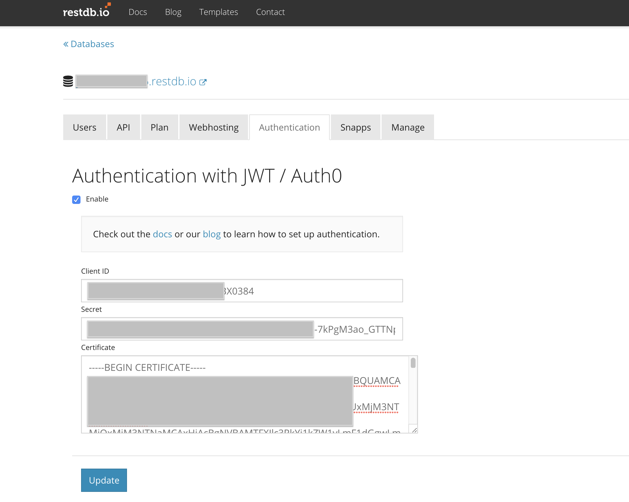 auth0 settings in restdb